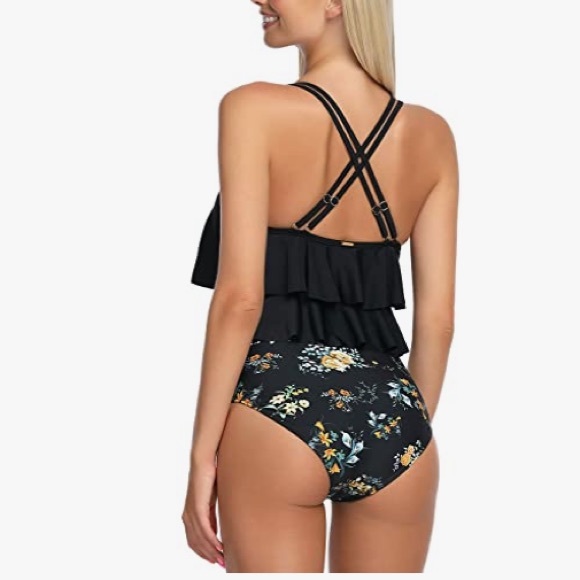 NWT🍀RELLECIGA Women’s High Waist Ruffled Flounce One Piece Swimwear - Picture 14 of 15